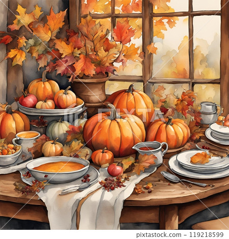 Halloween pumpkin table 119218599