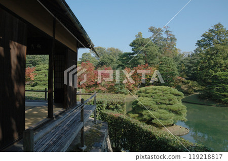 A Japanese style house in garden A stroll-style Japanese garden and Japanese architecture (Katsura Imperial Villa) 119218817