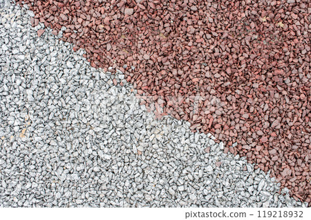 Contrast of pink and gray gravel. Contrast of pink and gray gravel. 119218932