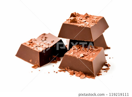 Gourmet Stacked Chocolate Bars, High-Quality Confectionery Product Shot Close-up, Delicious Cocoa Dessert Isolated White Backdrop Gourmet Stacked Chocolate Bars, High-Quality Confectionery Product Shot Close-up, Delicious Cocoa Dessert Isolated White Backdrop 119219111