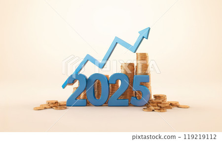2025 Financial growth concept with ascending coin stacks arrow 2025 future economy investment strategy 2025 Financial growth concept with ascending coin stacks arrow 2025 future economy investment strategy 119219112