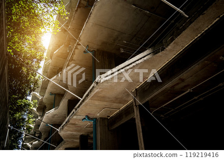 A new modern multi-storey residential building under construction A new modern multi-storey residential building under construction 119219416