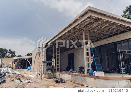 A new modern multi-storey residential building under construction 119219440