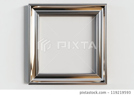 Single metallic frame with silver and gold elements over a neutral white background. 119219593