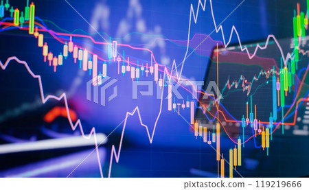 Technical analysis on the monitor of a computer. Fundamental and investment Technical analysis on the monitor of a computer. Fundamental and investment 119219666