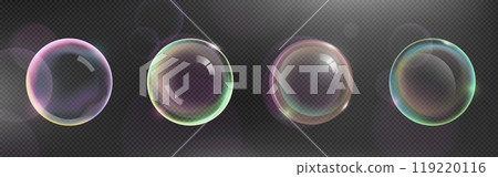 3d pink transparent soap ball realistic vector 119220116