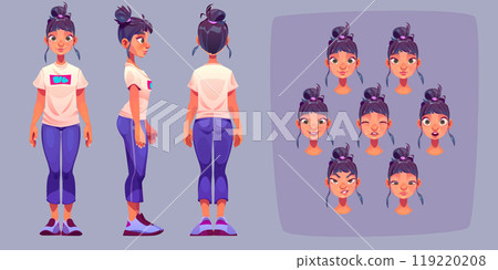 Woman character body cartoon design vector set 119220208