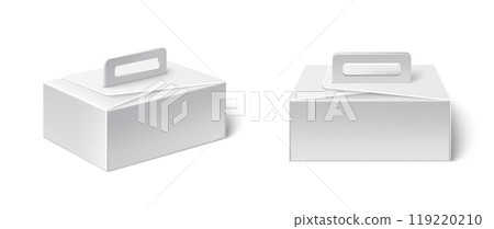 White handle paper lunch or gift box mockup vector White handle paper lunch or gift box mockup vector 119220210