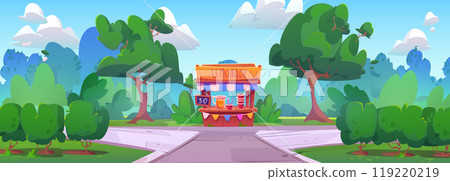 Lemonade stall in summer park 119220219