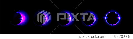 Stages of eclipse of sun by moon. 119220226