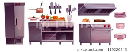 Restaurant chef kitchen interior to cook food 119220243