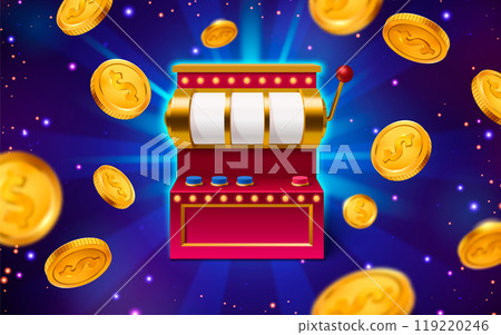 3d casino slot game with lever handle for jackpot 119220246