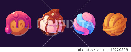Candy planets set isolated on background Candy planets set isolated on background 119220259