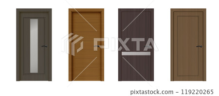Set of closed wooden doors Set of closed wooden doors 119220265