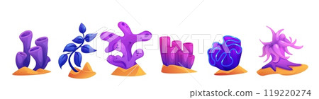 Underwater reef and coral plant for ocean vector 119220274