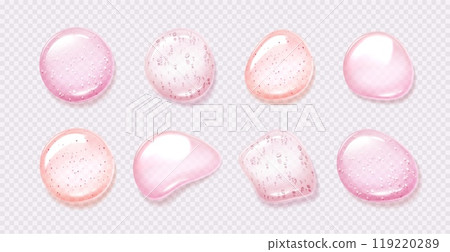 Pink gel drops set on transparent background 119220289