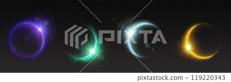 Solar eclipse light flare. Moon or sun ring effect Solar eclipse light flare. Moon or sun ring effect 119220343