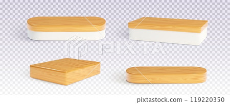 3d wood round podium. Product display pedestal 119220350