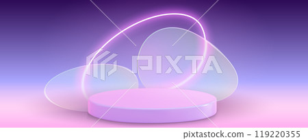 3d abstract neon pink podium for product display 119220355