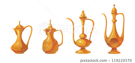 Arabic tea or coffee pot with traditional ornament 119220370