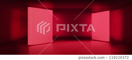 3d red led light panel in studio room background 3d red led light panel in studio room background 119220372