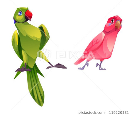 Cute parrot character. Happy jungle bird vector Cute parrot character. Happy jungle bird vector 119220381