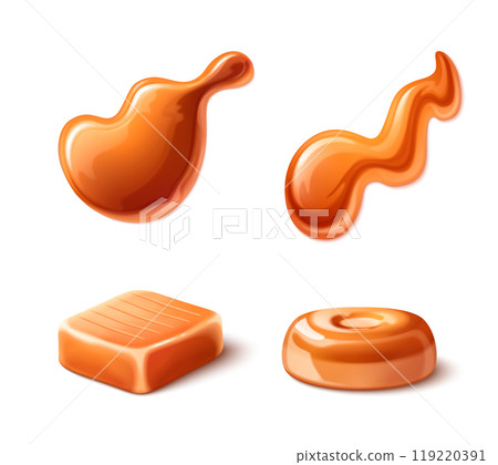 Caramel syrup swirl, liquid toffee cream drop flow Caramel syrup swirl, liquid toffee cream drop flow 119220391