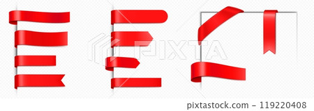 Red ribbon tag. Satin bookmark or flag banner Red ribbon tag. Satin bookmark or flag banner 119220408
