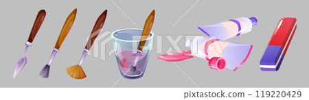 Painting tools set isolated on background Painting tools set isolated on background 119220429