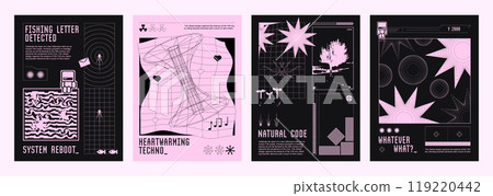 Poster or cover design in y2k aesthetic style 119220442