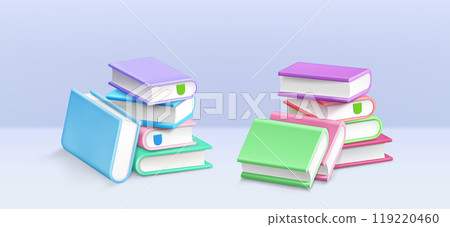 Paper books in stack. Realistic 3d vector Paper books in stack. Realistic 3d vector 119220460
