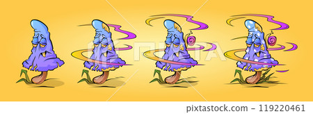 Trippy mushroom funny cartoon character 119220461