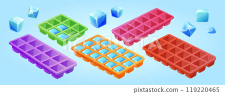 Ice cube tray. Frozen water mold icon isolated Ice cube tray. Frozen water mold icon isolated 119220465