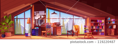 Remote online work from home with computer vector 119220487