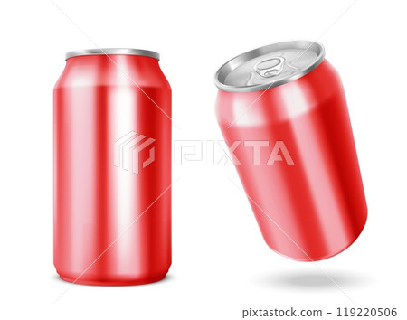 3d red soda can. Isolated beer or cola tin bottle 119220506