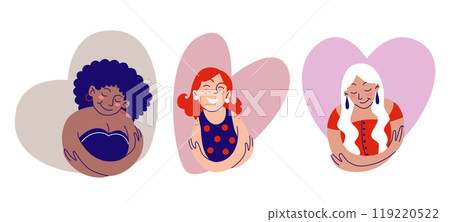 Self care concept with woman hug herself Self care concept with woman hug herself 119220522