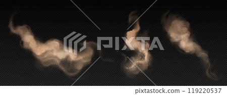 Brown dust clouds set on transparent background Brown dust clouds set on transparent background 119220537