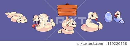 Cute beige snake cartoon character. 119220538