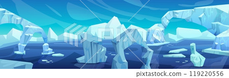 Arctic landscape with iceberg in ocean or sea. Arctic landscape with iceberg in ocean or sea. 119220556