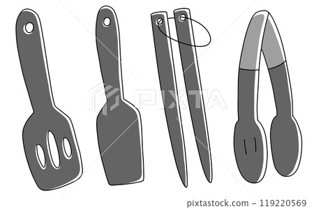 Loose and simple silicone kitchen tool set 2 - solid color Loose and simple silicone kitchen tool set 2 - solid color 119220569