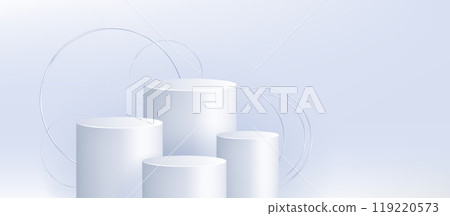 White 3D cylinders and silver circles 119220573