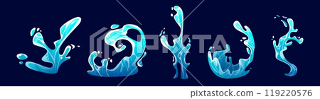 Cartoon water splash. Vector illustration set 119220576