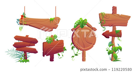 Forest wood sign board frame for game cartoon Forest wood sign board frame for game cartoon 119220580