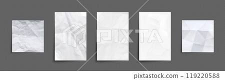 Crumpled and wrinkled white paper mockup. Crumpled and wrinkled white paper mockup. 119220588