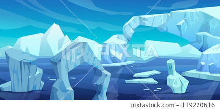 Arctic landscape with iceberg in ocean or sea. Arctic landscape with iceberg in ocean or sea. 119220616