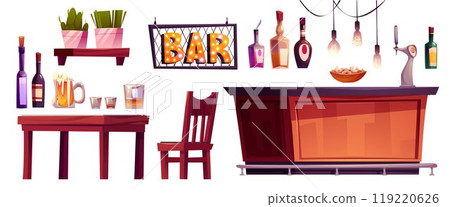 Bar counter, furniture and equipment. Bar counter, furniture and equipment. 119220626