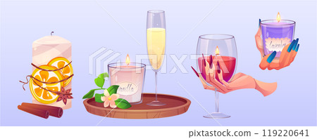 Scented candle for spa aroma therapy. Scented candle for spa aroma therapy. 119220641