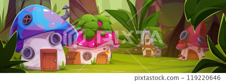 Fairytale village in forest with tiny houses 119220646