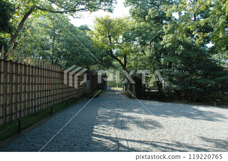 日本花園裡的竹柵欄 119220765