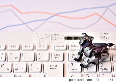 Robot dog that operates a PC Machine learning image 119220831